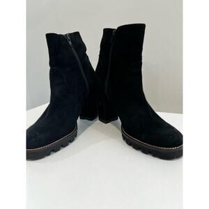 Minelli Suede Platform Chunky Heeled Boots Black Size 10 Made in Italy